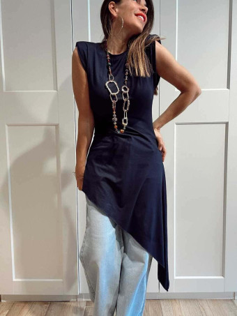 Vestido Asimétrico Hombreras FERYNA Marino HEVE