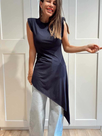 Vestido Asimétrico Hombreras FERYNA Marino HEVE