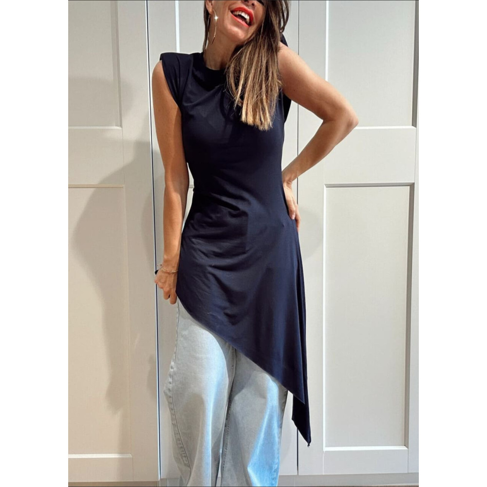 Vestido Asimétrico Hombreras FERYNA Marino HEVE