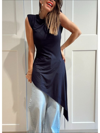 Vestido Asimétrico Hombreras FERYNA Marino HEVE