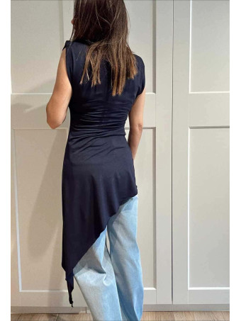 Vestido Asimétrico Hombreras FERYNA Marino HEVE