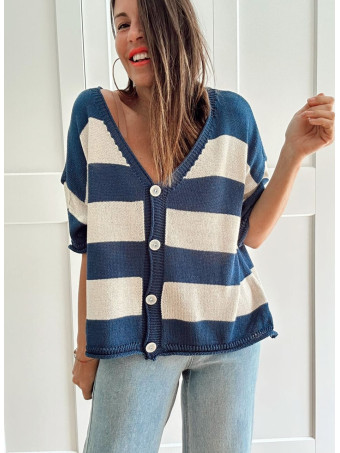 Cárdigan Manga Corta Rayas KALNIA Azul HEVE