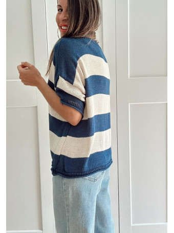 Cárdigan Manga Corta Rayas KALNIA Azul HEVE