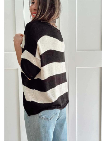Cárdigan Manga Corta Rayas KALNIA Negro HEVE