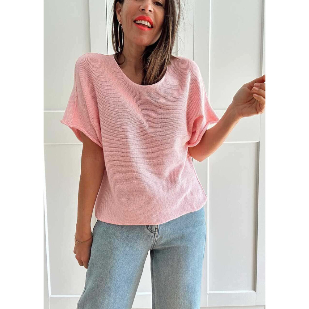 Punto Fino Manga Corta GILDREN Rosa HEVE