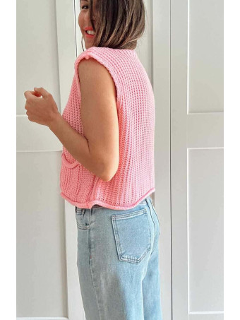 Chaleco Punto Botones OPELIKA Rosa HEVE