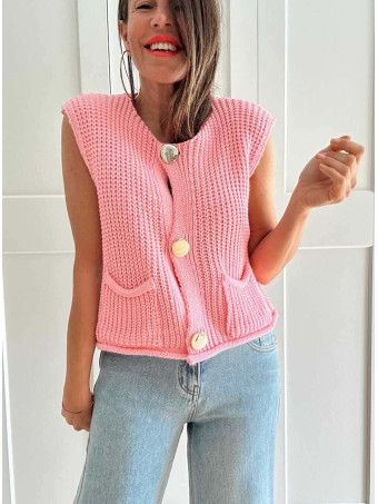 Chaleco Punto Botones OPELIKA Rosa HEVE