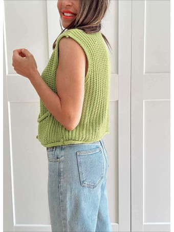 Chaleco Punto Botones OPELIKA Verde HEVE