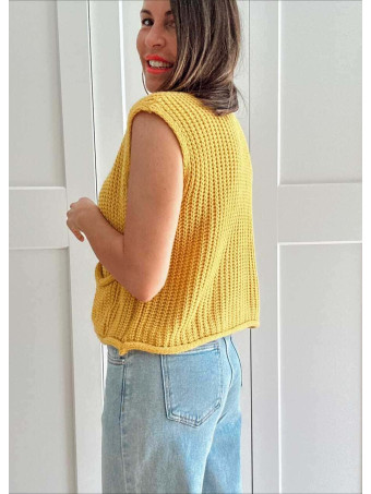 Chaleco Punto Botones OPELIKA Mostaza HEVE