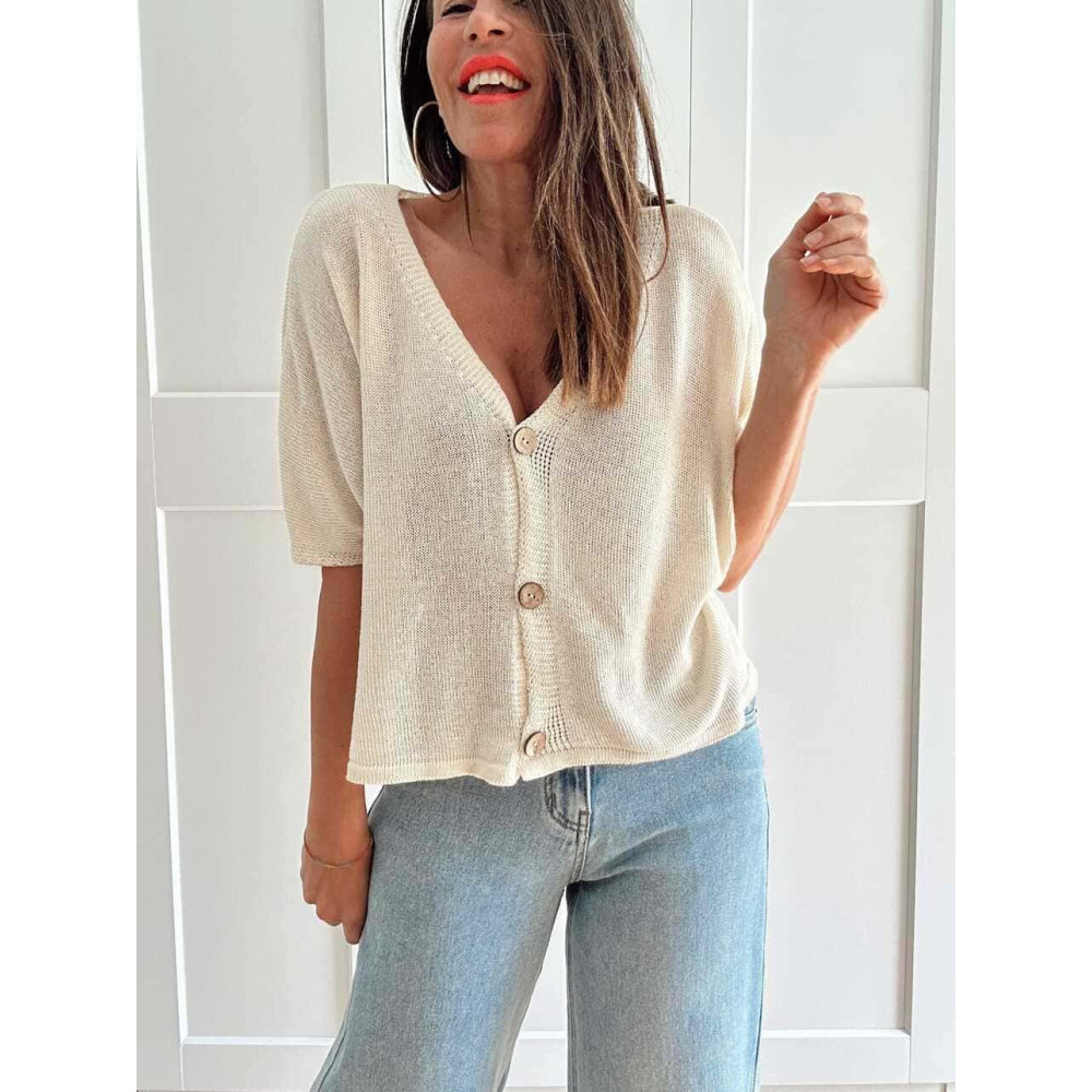 Cárdigan Manga Corta DANSERA Beige HEVE
