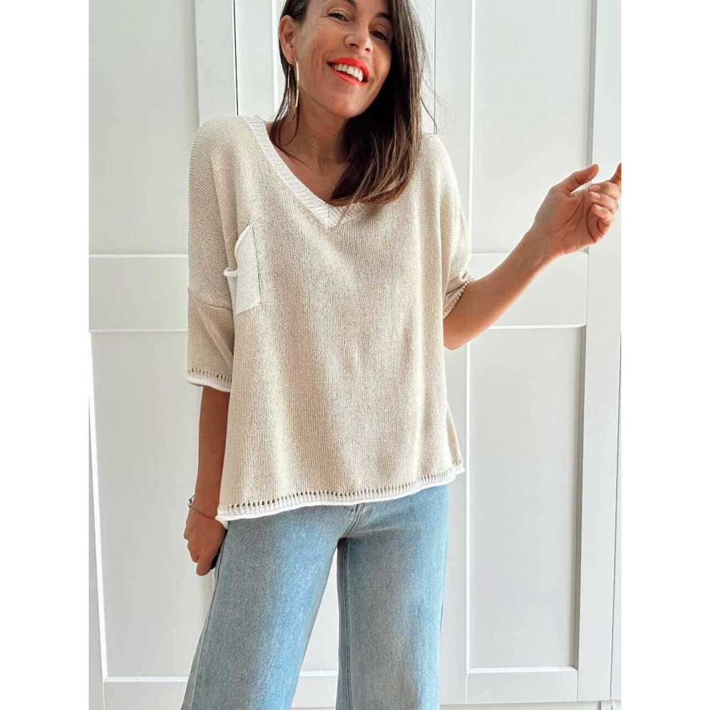 Punto Oversize con Bolsillo TABIDOO Beige HEVE