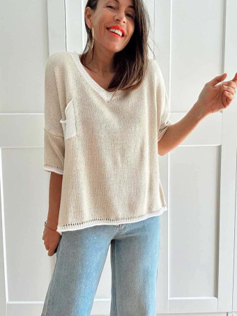 Punto Oversize con Bolsillo TABIDOO Beige HEVE