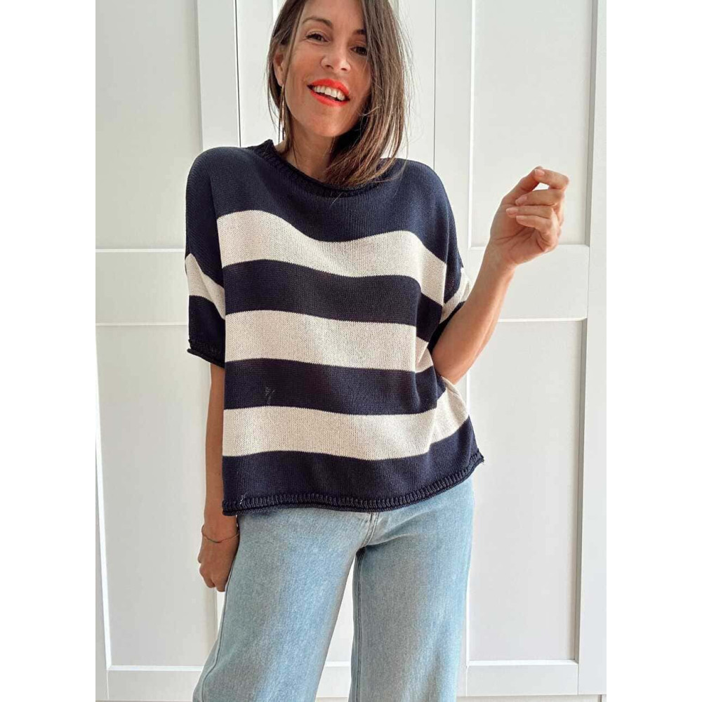 Punto Manga Corta Rayas LEENEKE Marino HEVE