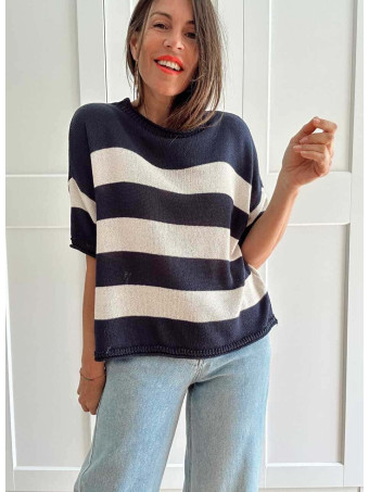 Punto Manga Corta Rayas LEENEKE Marino HEVE