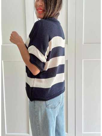 Punto Manga Corta Rayas LEENEKE Marino HEVE