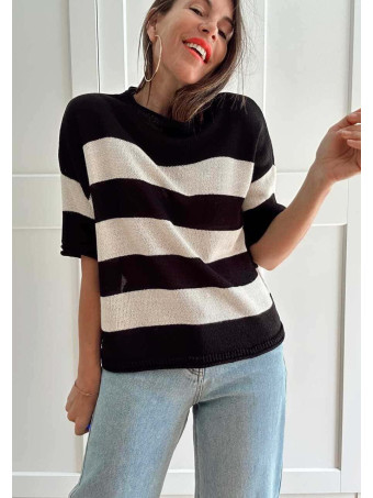 Punto Manga Corta Rayas LEENEKE Negro HEVE
