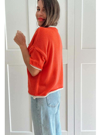 Punto Manga Corta Ribetes GAYLEN Coral HEVE