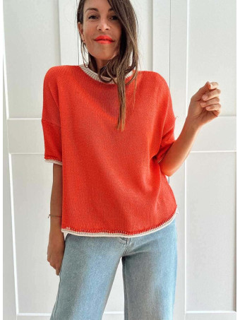 Punto Manga Corta Ribetes GAYLEN Coral HEVE