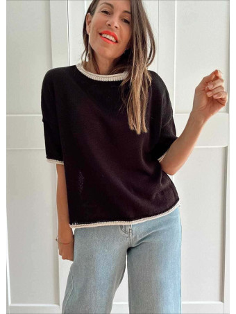 Punto Manga Corta Ribetes GAYLEN Negro HEVE