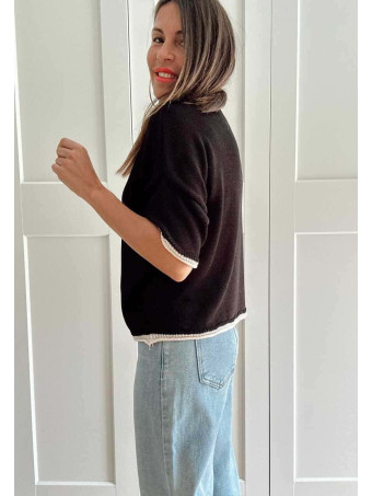 Punto Manga Corta Ribetes GAYLEN Negro HEVE