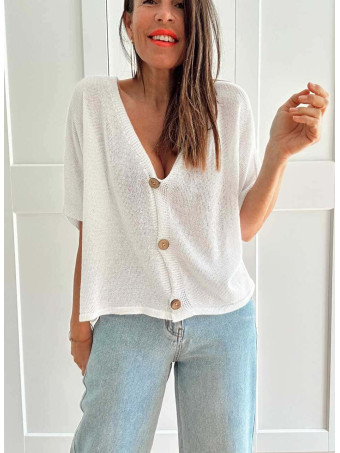 Cárdigan Manga Corta DANSERA Blanco HEVE