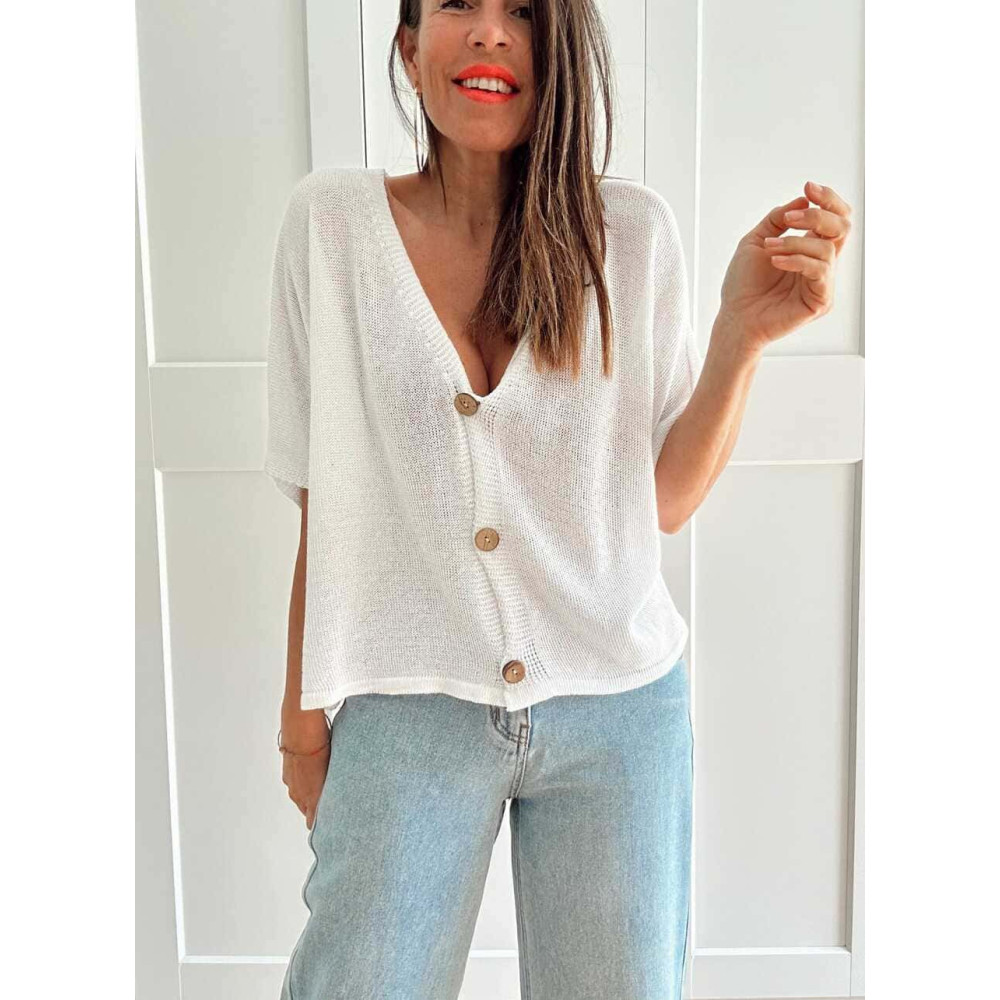 Cárdigan Manga Corta DANSERA Blanco HEVE
