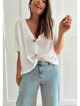 Cárdigan Manga Corta DANSERA Blanco HEVE