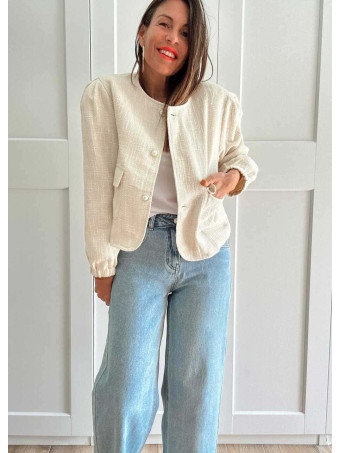Chaqueta Tweed Botones Joya LORYNA Beige HEVE