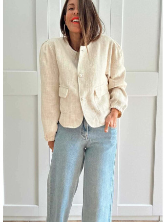Chaqueta Tweed Botones Joya LORYNA Beige HEVE