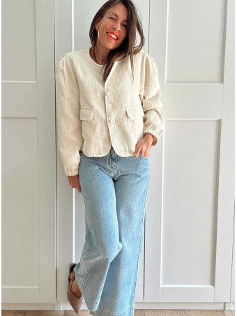 Chaqueta Tweed Botones Joya LORYNA Beige HEVE