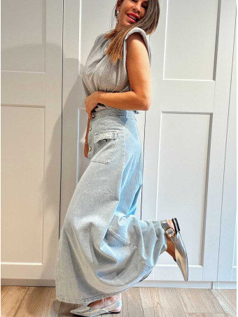 Falda Vaquera Evasé SULLYAN Light Blue HEVE