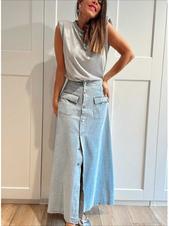 Falda Vaquera Evasé SULLYAN Light Blue HEVE