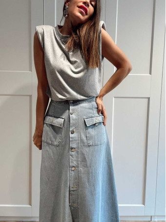 Falda Vaquera Evasé SULLYAN Light Blue HEVE