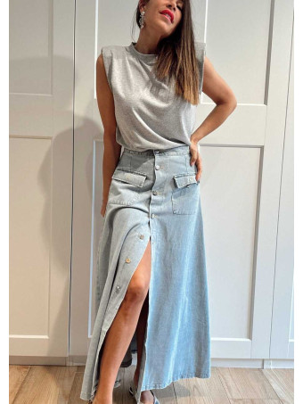 Falda Vaquera Evasé SULLYAN Light Blue HEVE