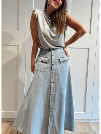 Falda Vaquera Evasé SULLYAN Light Blue HEVE