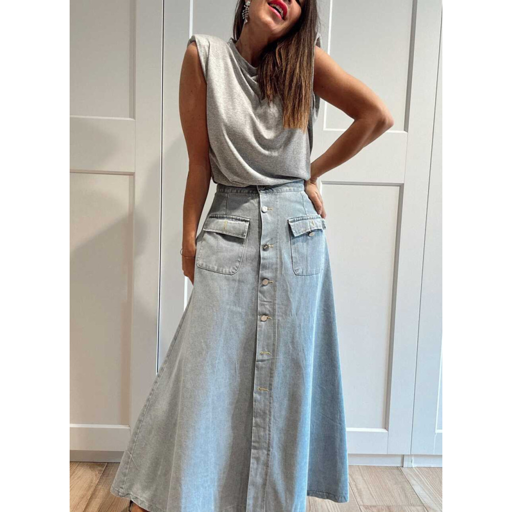 Falda Vaquera Evasé SULLYAN Light Blue HEVE