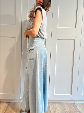 Falda Vaquera Evasé SULLYAN Light Blue HEVE