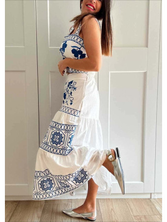 Conjunto Bordado KALYPSO Blanco/Azul HEVE