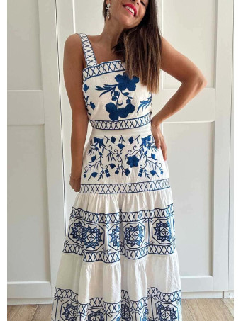 Conjunto Bordado KALYPSO Blanco/Azul HEVE