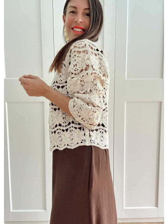 Cárdigan Crochet DALMERIE Beige HEVE