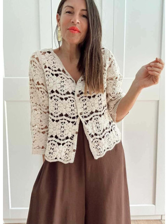 Cárdigan Crochet DALMERIE Beige HEVE