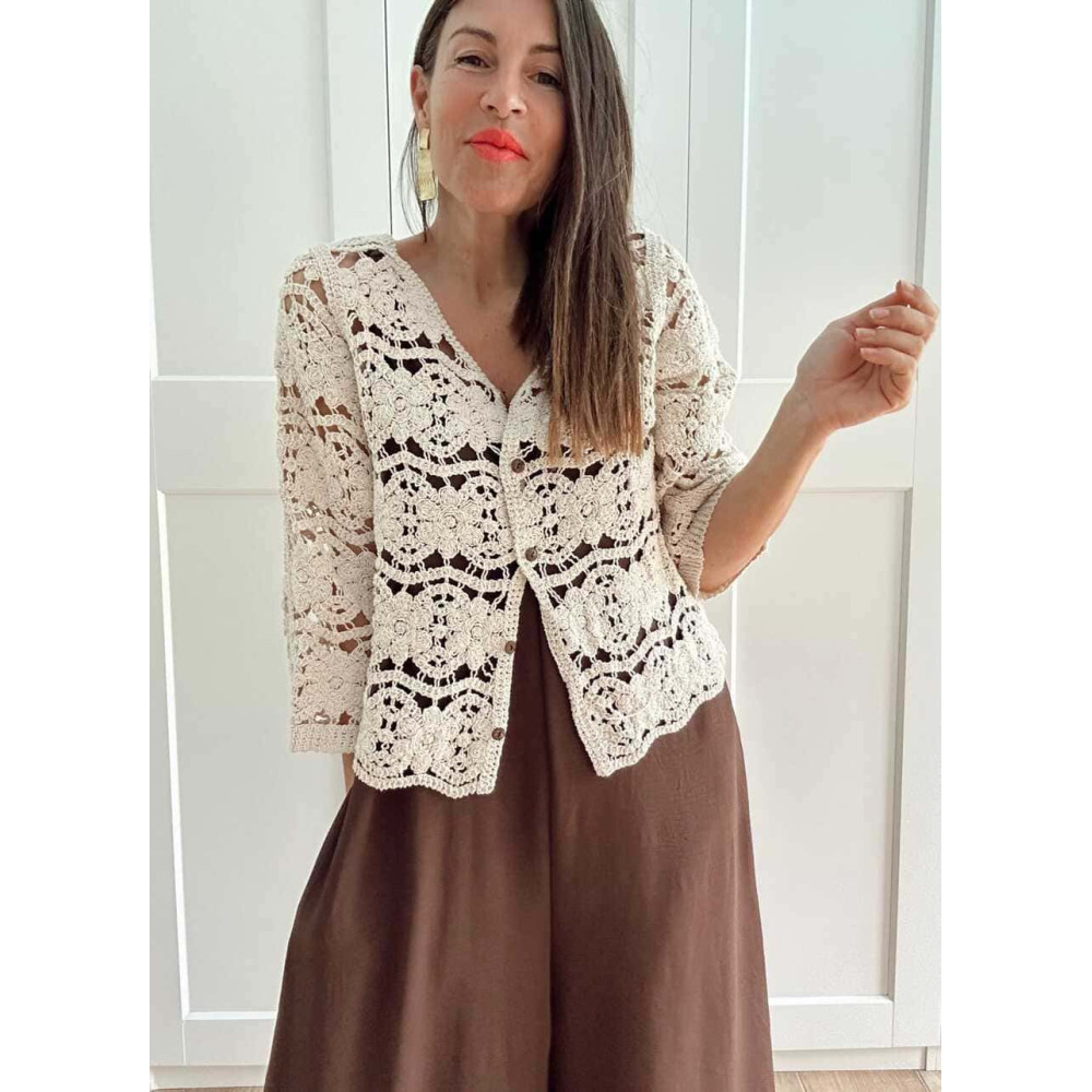 Cárdigan Crochet DALMERIE Beige HEVE