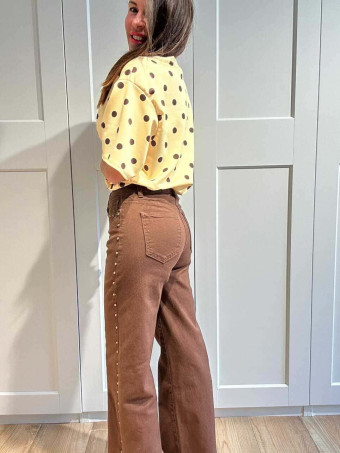 Jeans High Waist Tachas KELKA Marrón HEVE