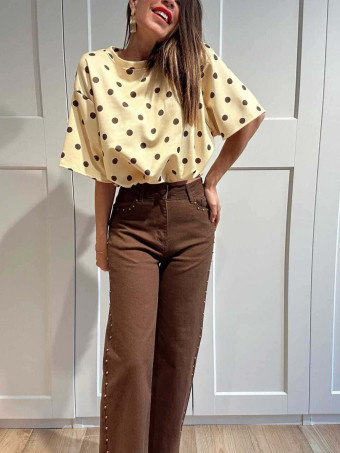 Jeans High Waist Tachas KELKA Marrón HEVE