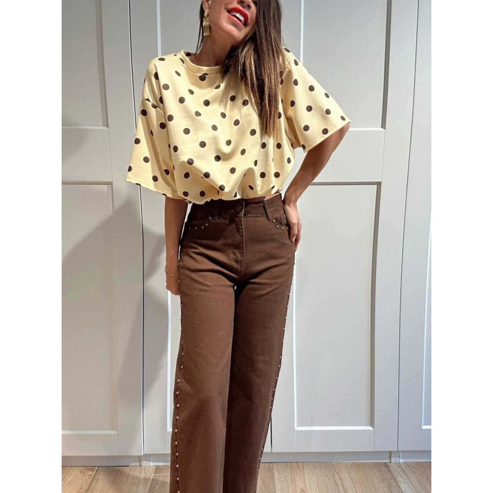 Jeans High Waist Tachas KELKA Marrón HEVE