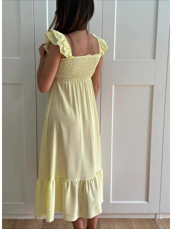 Vestido Lunares Nido de Abeja SALENZIA Amarillo HEVE