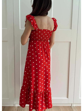 Vestido Lunares Nido de Abeja SALENZIA Rojo HEVE