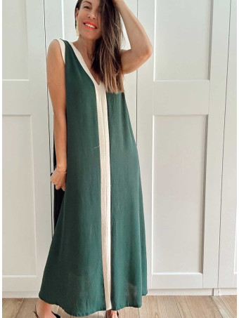 Vestido Ribetes a Contraste TANGLE Verde Pino HEVE