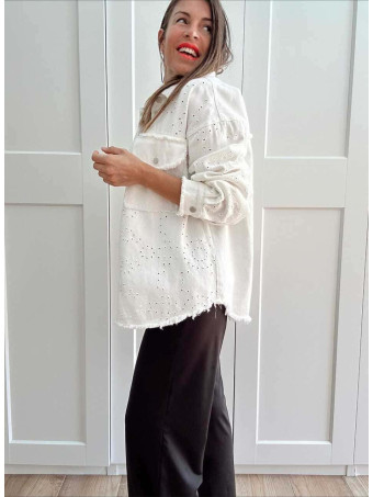 Sobrecamisa Vaquera Bordado-Perforado AIRELA Blanco HEVE