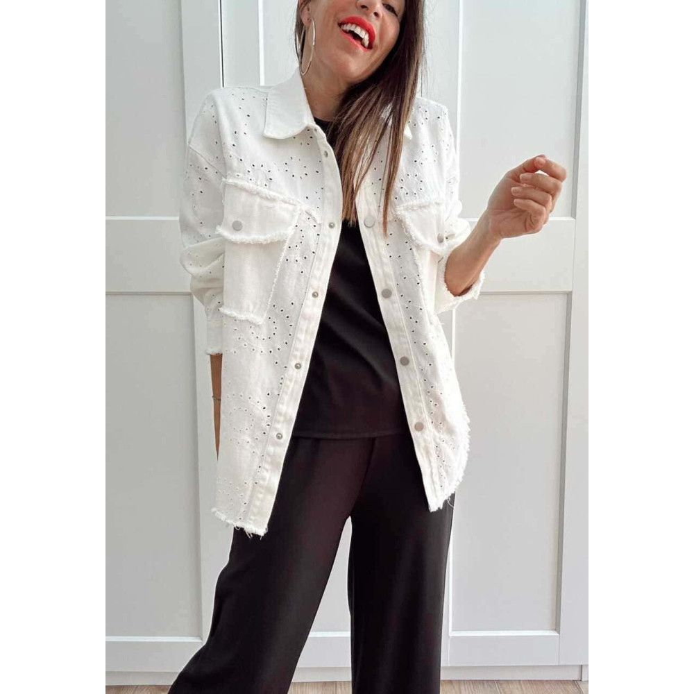 Sobrecamisa Vaquera Bordado-Perforado AIRELA Blanco HEVE